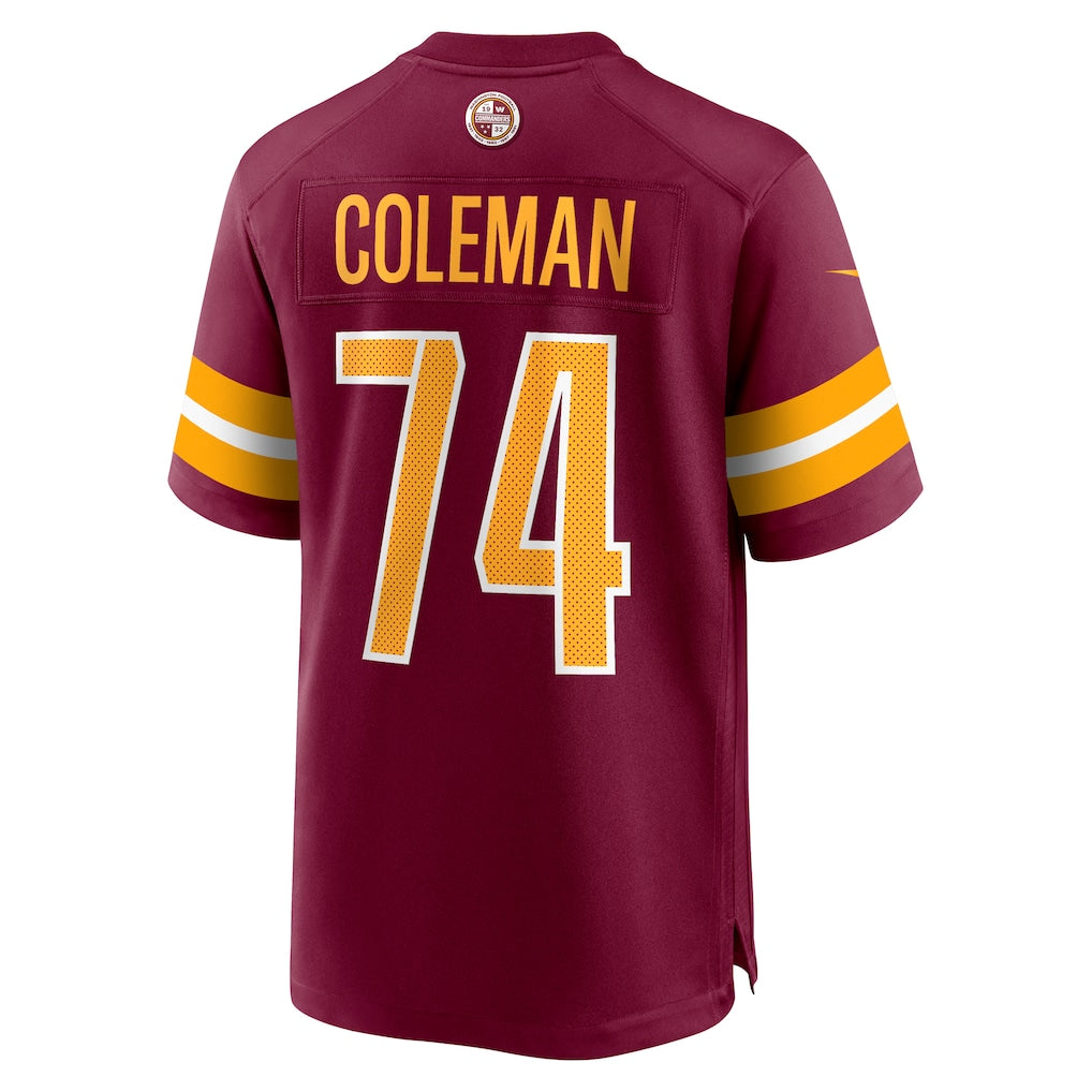 Kooe W.Commanders #74 Brandon Coleman Burgundy Game Jersey