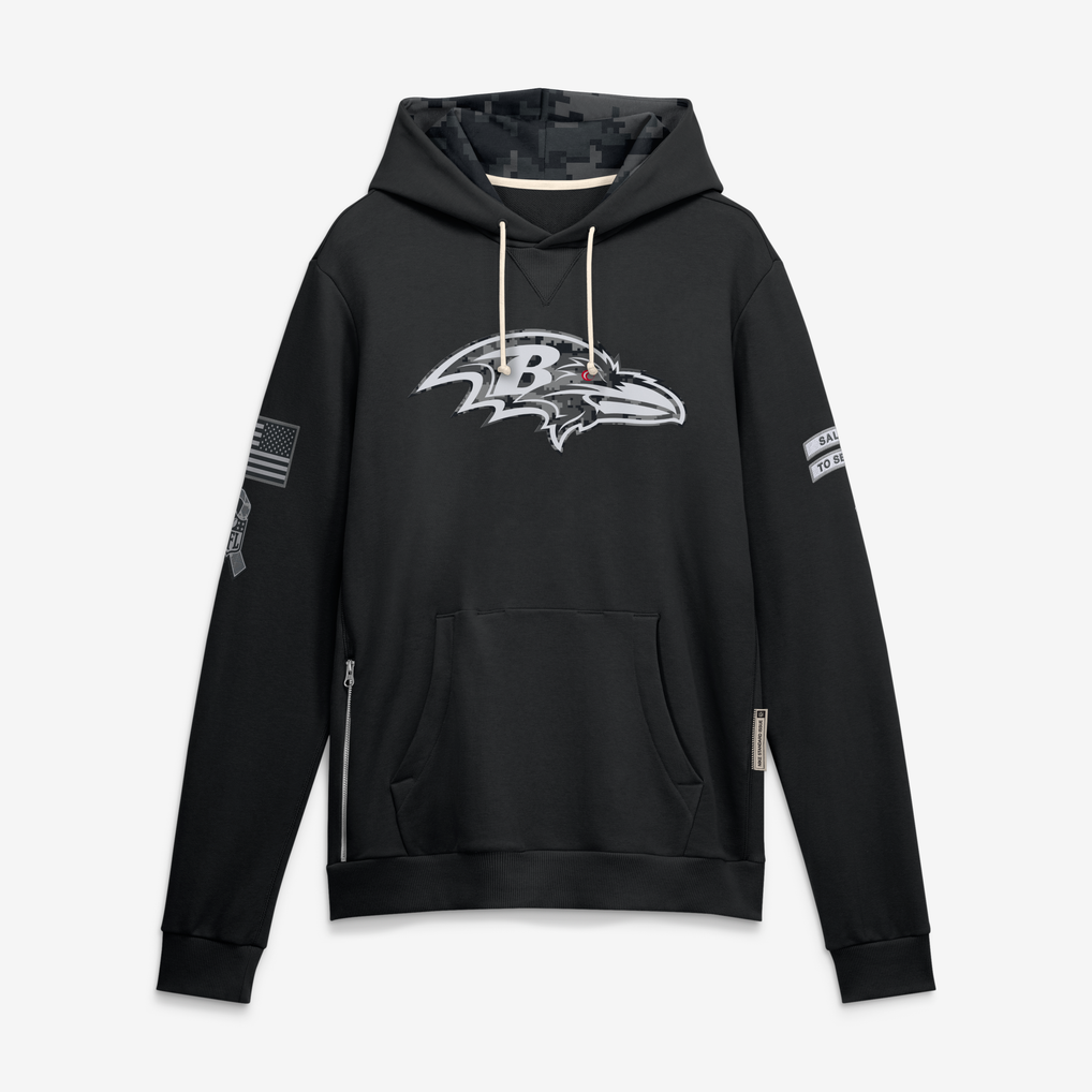 Kooe B.Ravens Black 2026 Salute to Service Sideline Dri-FIT Pullover Hoodie Jerseys