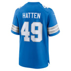 Kooe D.Lions #49 Hogan Hatten Blue Game Jersey