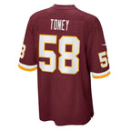 Kooe W.Commanders #58 Shaka Toney Burgundy Game Jersey