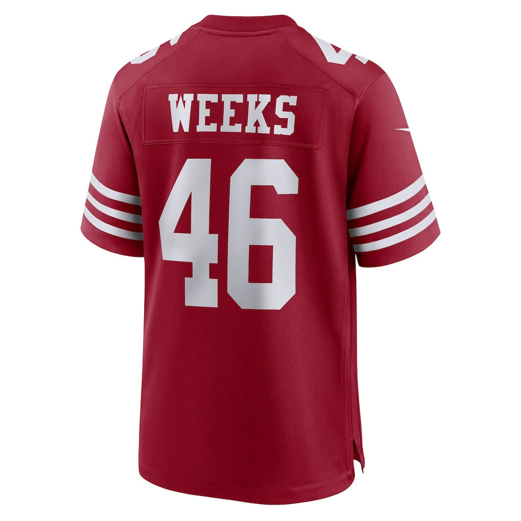 Kooe SF.49ers #46 Jon Weeks Scarlet Team Game Jersey