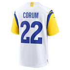 Kooe LA.Rams #22 Blake Corum White Game Jersey