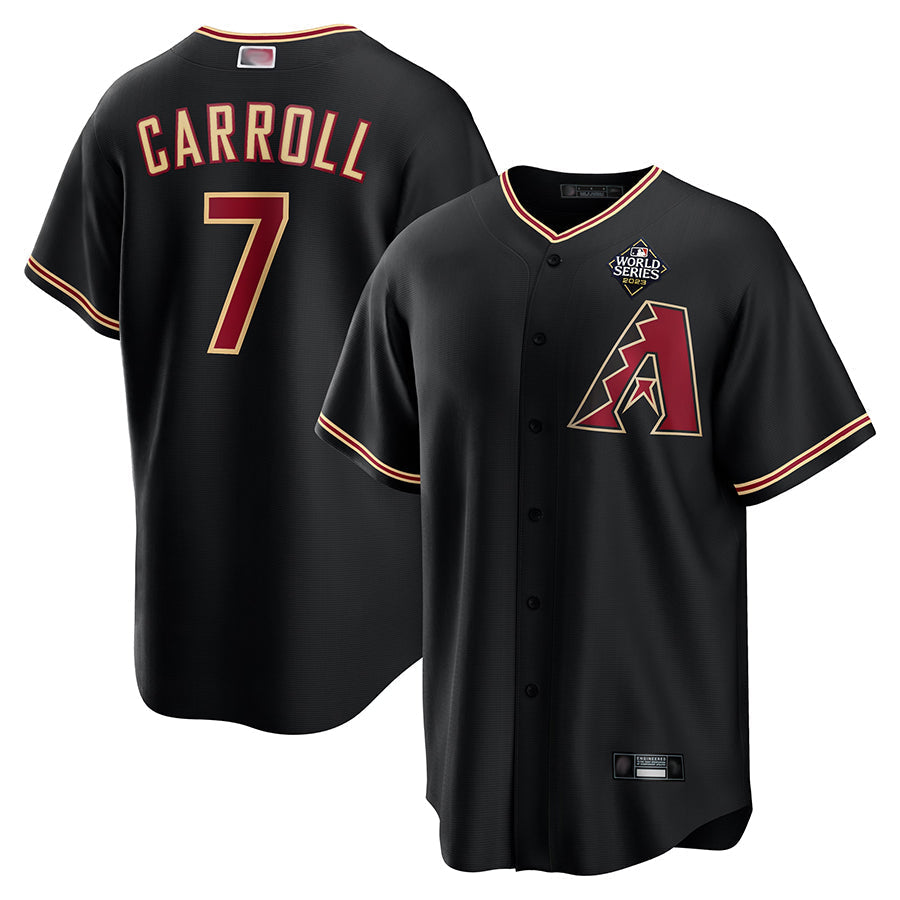 Kooe A.Diamondbacks #7 Corbin Carroll Player Black World Series Replica Personalized Stitched Jerseys