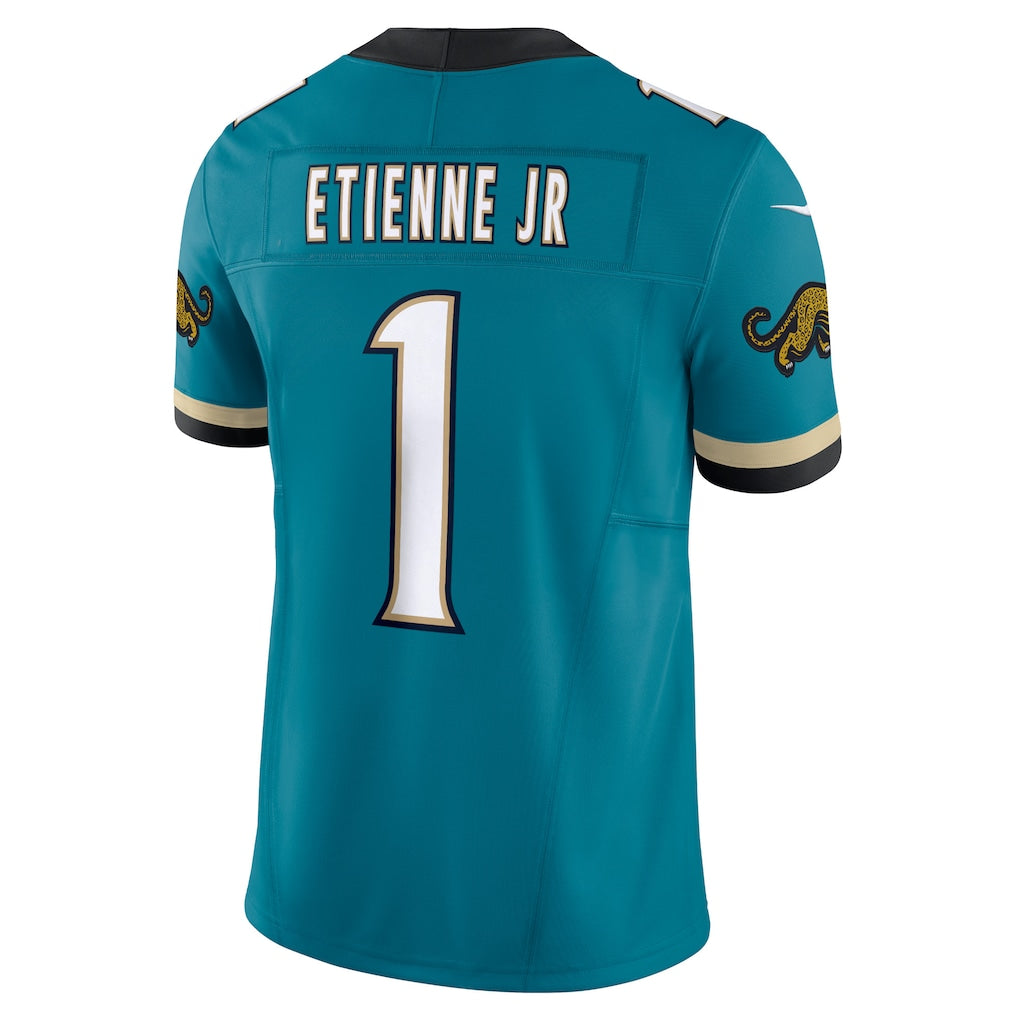 Kooe J.Jaguars #1 Travis Etienne Jr Teal Prowler Throwback Vapor F.U.S.E. Limited Jersey