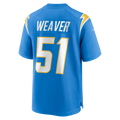 Kooe LA.Chargers #51 Rashad Weaver Powder Blue Team Game Jersey
