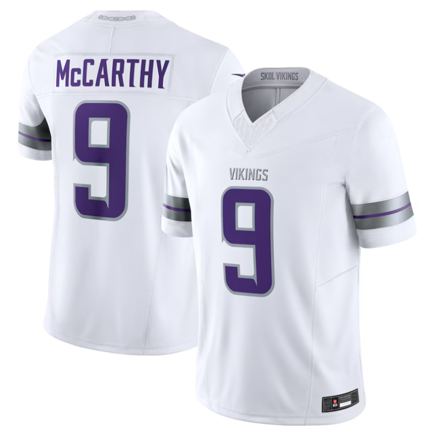 Kooe #9 J.J. McCarthy Player MN.Vikings White Vapor F.U.S.E. Limited Stitched Jerseys