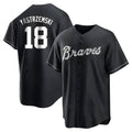 Kooe A.Braves #18 Mike Yastrzemski player Black&White Replica Stitched Jerseys