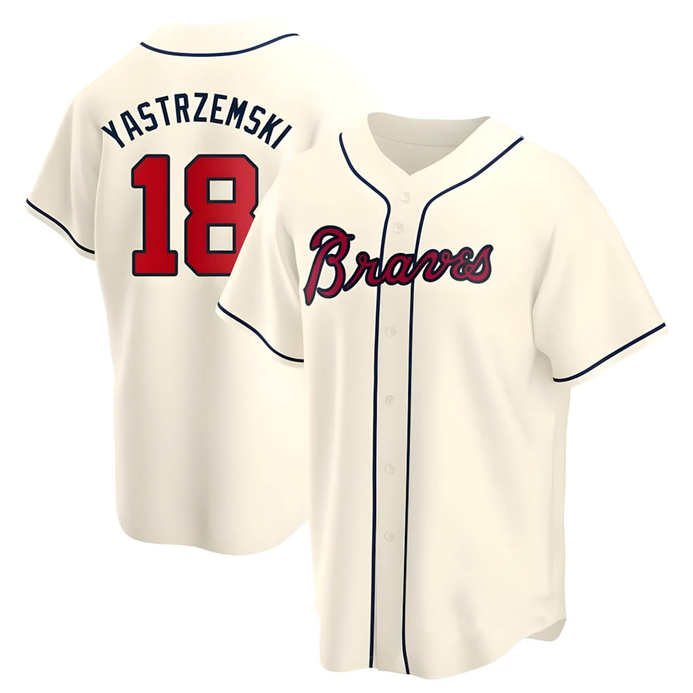 Kooe A.Braves #18 Mike Yastrzemski player Cream Replica Alternate Stitched Jerseys