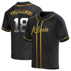 Kooe A.Braves #18 Mike Yastrzemski player Gold Replica Black en Alternate Stitched Jerseys