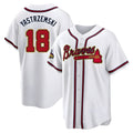 Kooe A.Braves #18 Mike Yastrzemski player Gold Replica White Program Stitched Jerseys