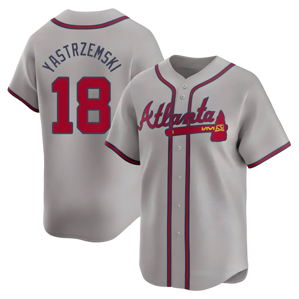 Kooe A.Braves #18 Mike Yastrzemski player Gray Limited Away Stitched Jerseys