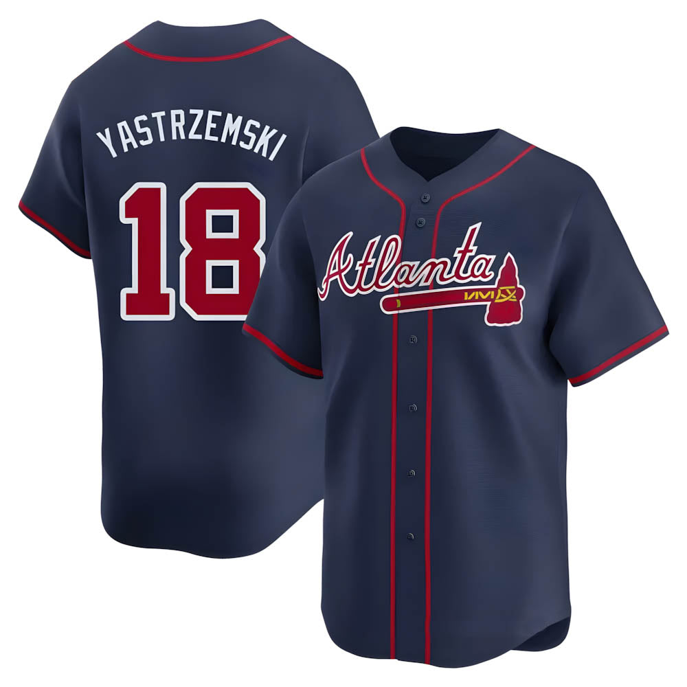 Kooe A.Braves #18 Mike Yastrzemski player Navy Limited Alternate Stitched Jerseys