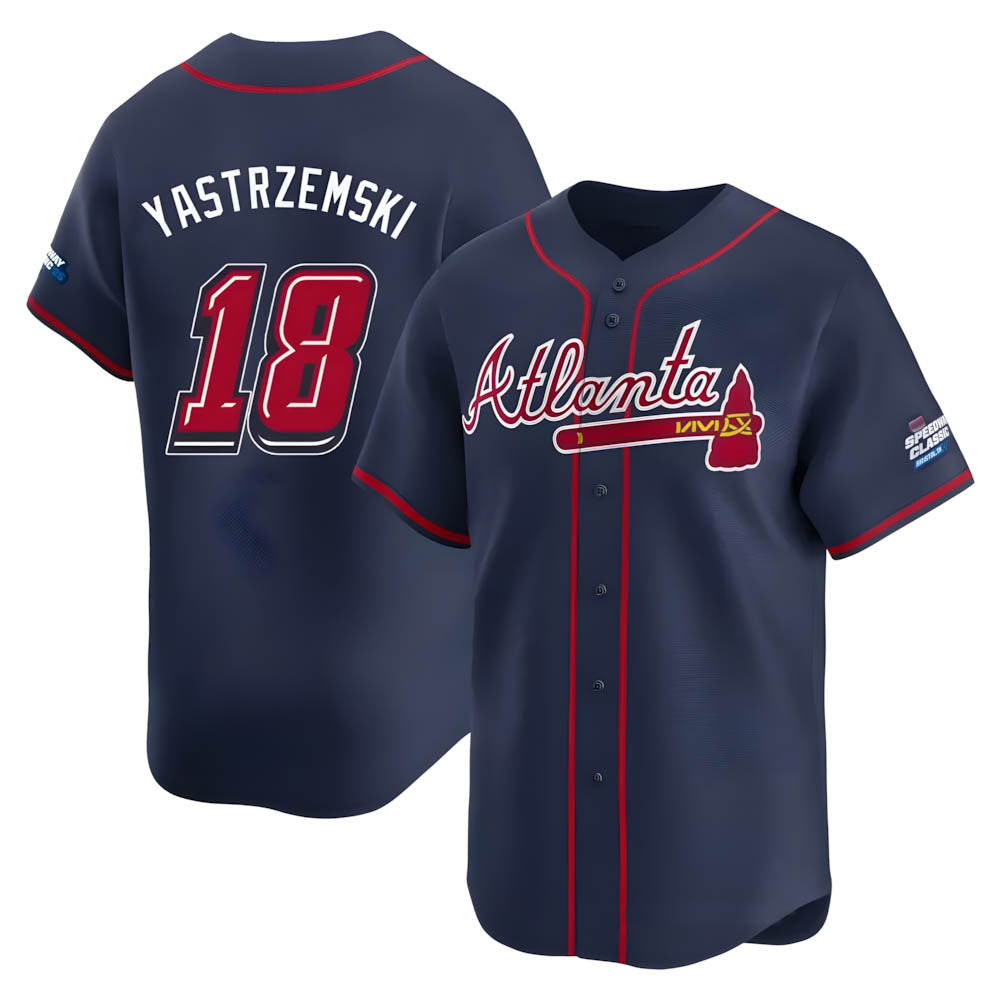 Kooe A.Braves #18 Mike Yastrzemski player Navy Limited Speedway Classic Alternate Stitched Jerseys