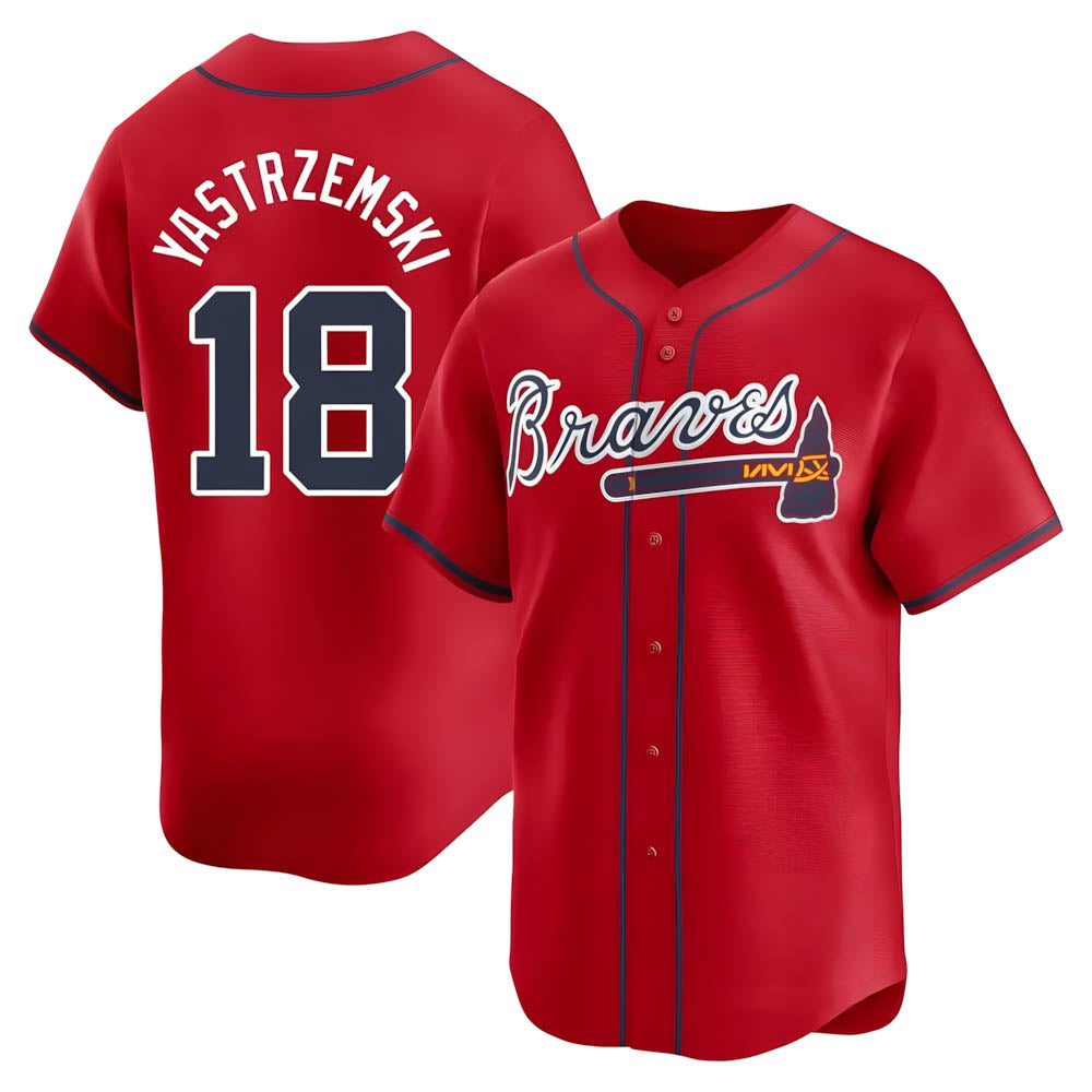 Kooe A.Braves #18 Mike Yastrzemski player Red Limited Alternate Stitched Jerseys