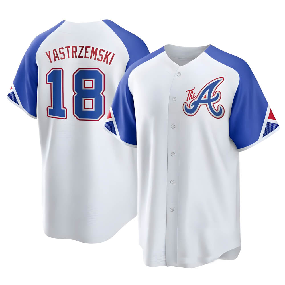 Kooe A.Braves #18 Mike Yastrzemski player White Replica City Connect Stitched Jerseys