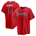 Kooe A.Braves #1 Ozzie Albies Player Red Alternate Stitched Jerseys