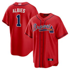 Kooe A.Braves #1 Ozzie Albies Player Red Alternate Stitched Jerseys