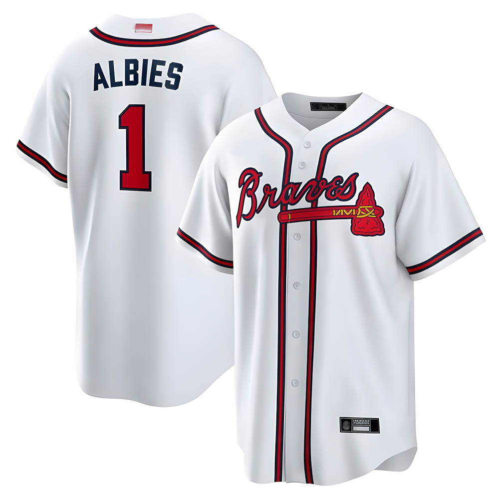 Kooe A.Braves #1 Ozzie Albies Player White Alternate Stitched Jerseys