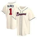 Kooe A.Braves #1 Ozzie Albies Player Cream Replica Alternate Stitched Jerseys