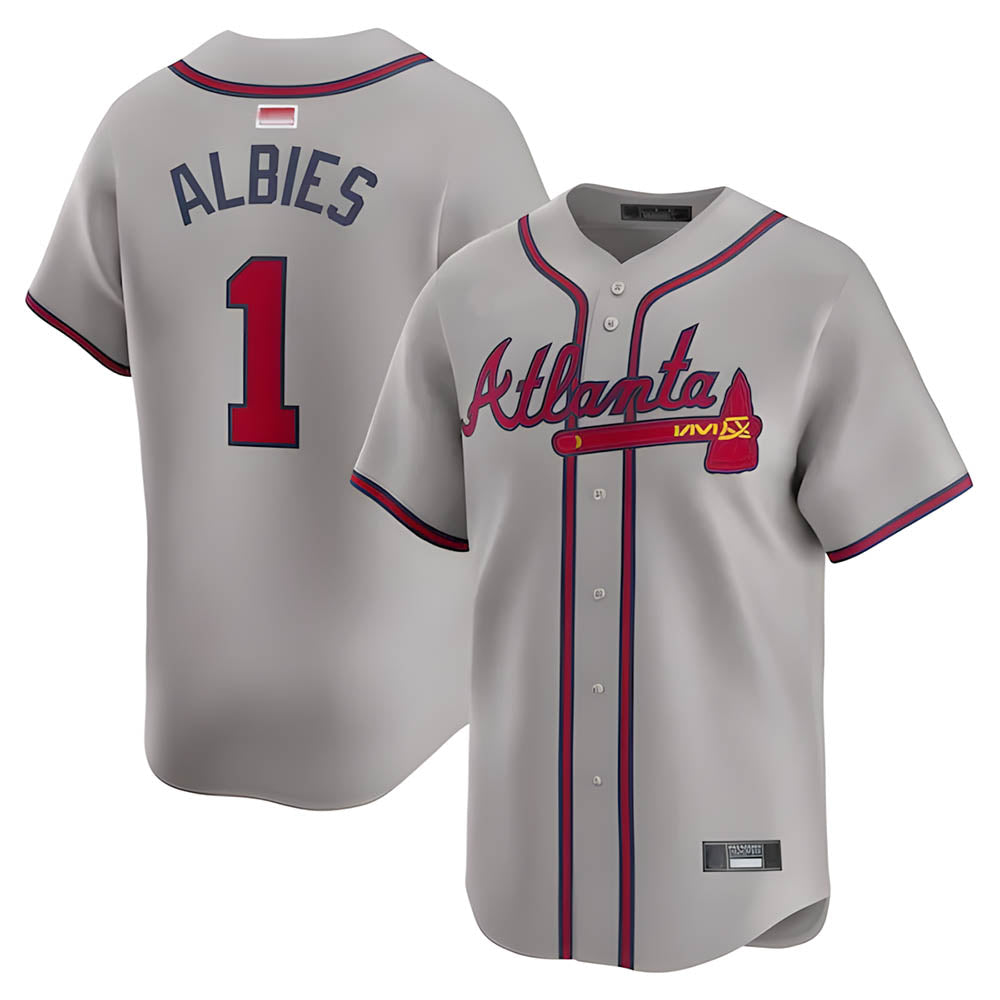 Kooe A.Braves #1 Ozzie Albies Player Gray Vapor Premier City Connect Premium Stitched Jerseys