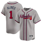 Kooe A.Braves #1 Ozzie Albies Player Gray Vapor Premier City Connect Premium Stitched Jerseys