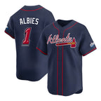 Kooe A.Braves #1 Ozzie Albies Player Navy Limited 2025 Speedway Classic Alternate Stitched Jerseys