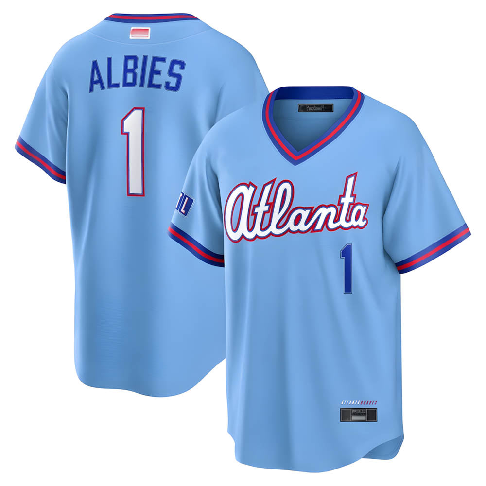 Kooe A.Braves #1 Ozzie Albies Player Powder Blue 2026 City Connect T shirt Stitched Jerseys