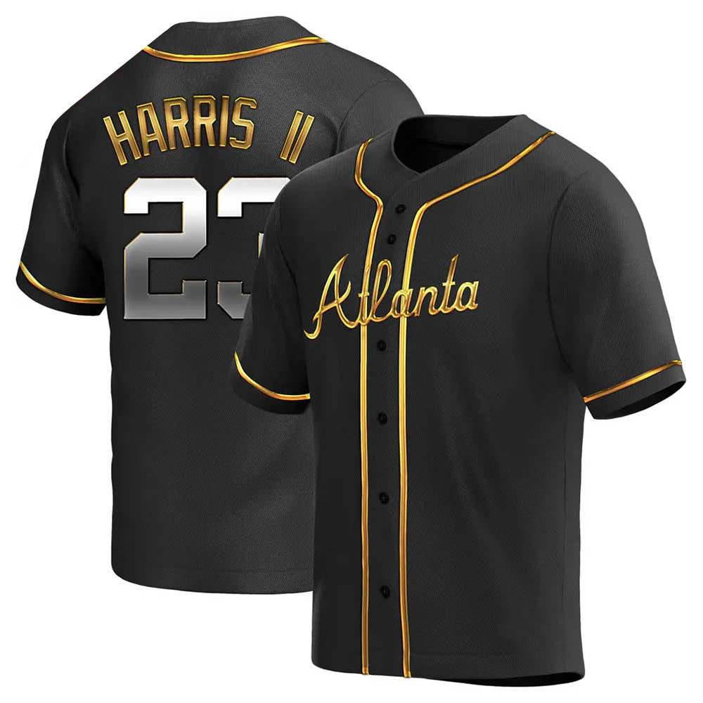 Kooe A.Braves #23 Michael Harris II player Gold Replica Black en Alternate Stitched Jerseys