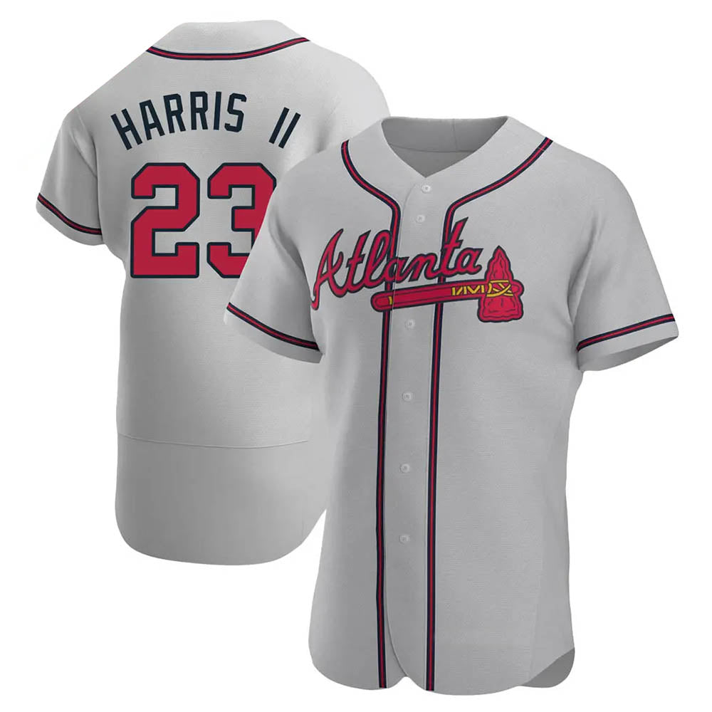 Kooe A.Braves #23 Michael Harris II player Gray Authentic Road Stitched Jerseys