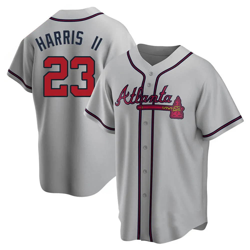 Kooe A.Braves #23 Michael Harris II player Gray Replica Road Stitched Jerseys