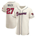 Kooe A.Braves #27 Austin Riley Player Cream Authentic Alternate Stitched Jerseys