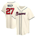 Kooe A.Braves #27 Austin Riley Player Cream Replica Alternate Stitched Jerseys