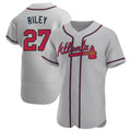 Kooe A.Braves #27 Austin Riley Player Gray Authentic Road Stitched Jerseys