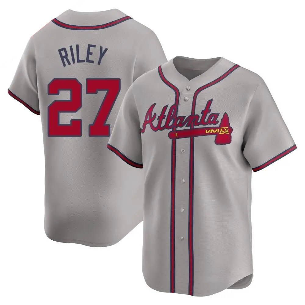 Kooe A.Braves #27 Austin Riley Player Gray Limited Away Stitched Jerseys