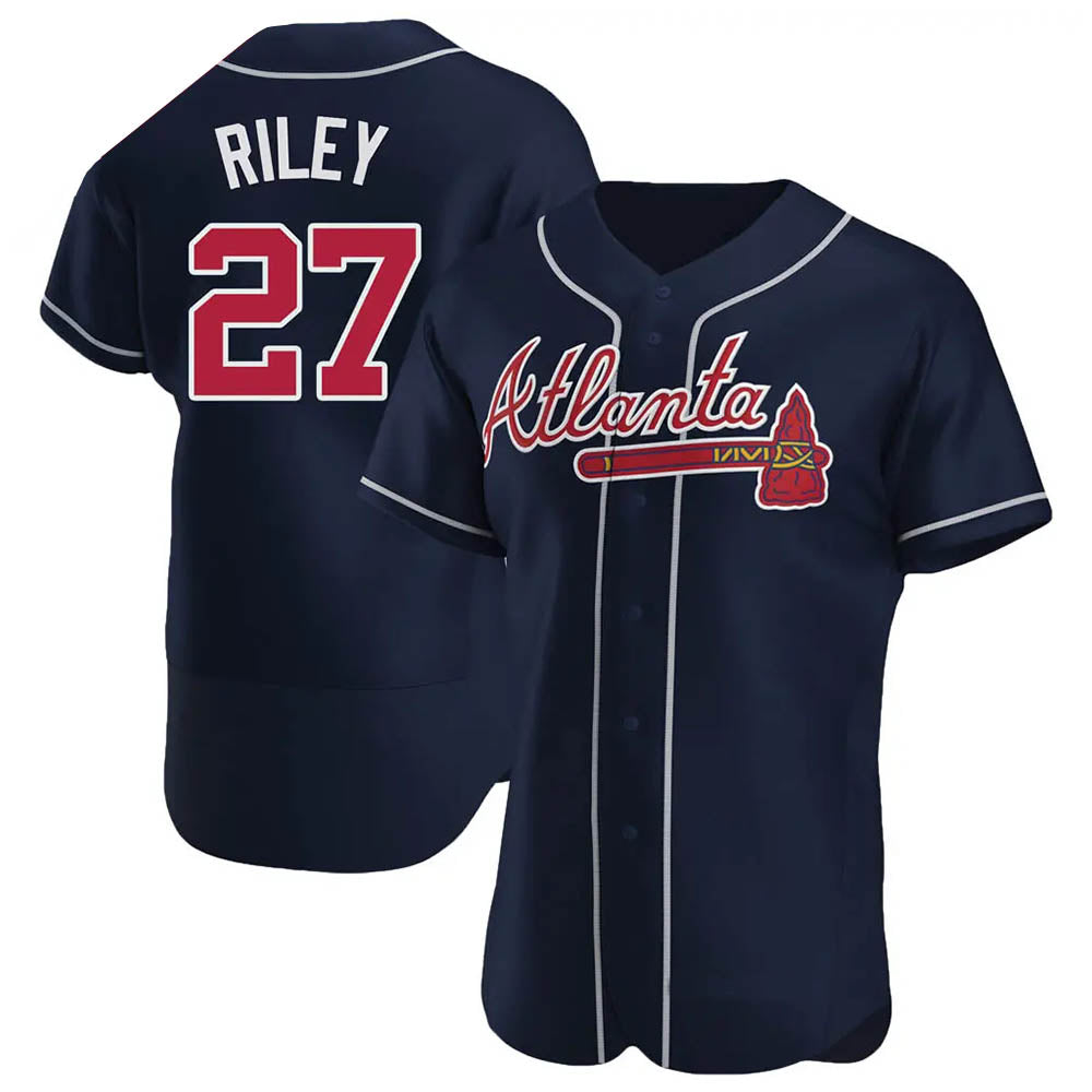 Kooe A.Braves #27 Austin Riley Player Navy Authentic Alternate Stitched Jerseys