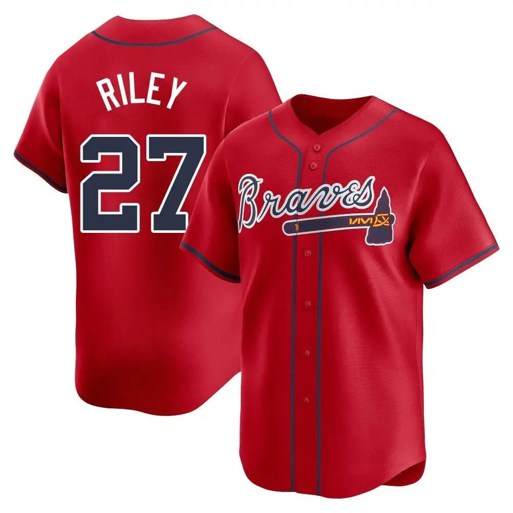 Kooe A.Braves #27 Austin Riley Player Red Limited Alternate Stitched Jerseys