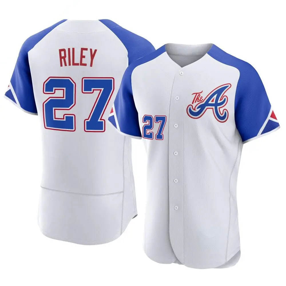 Kooe A.Braves #27 Austin Riley Player White Authentic City Connect Stitched Jerseys