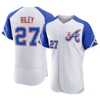 Kooe A.Braves #27 Austin Riley Player White Authentic City Connect Stitched Jerseys