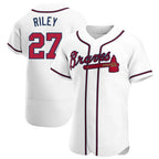 Kooe A.Braves #27 Austin Riley Player White Authentic Home Stitched Jerseys