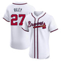 Kooe A.Braves #27 Austin Riley Player White Elite Home Stitched Jerseys
