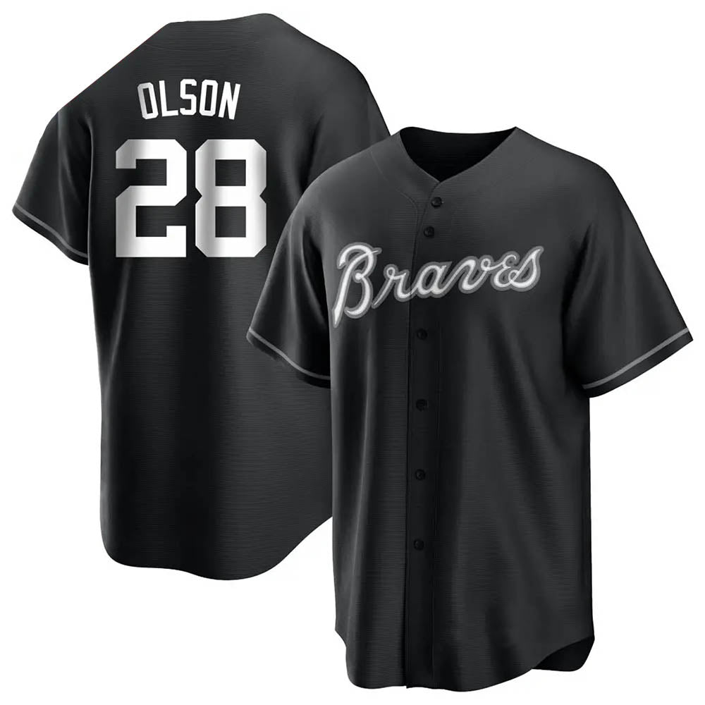 Kooe A.Braves #28 Matt Olson Player Black&Gold Replica en Alternate Stitched Jerseys