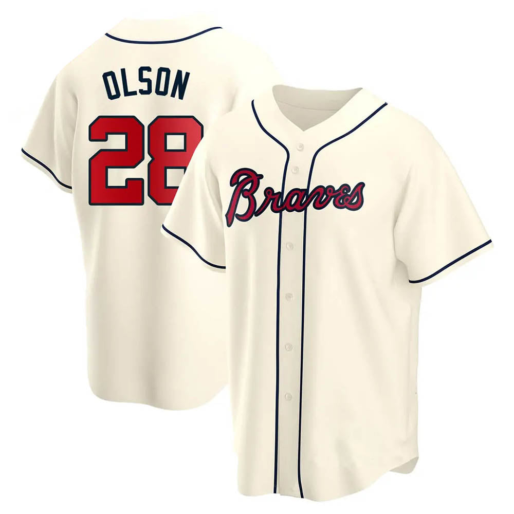 Kooe A.Braves #28 Matt Olson Player Cream Replica Alternate Stitched Jerseys
