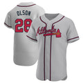 Kooe A.Braves #28 Matt Olson Player Gray Authentic Road Stitched Jerseys