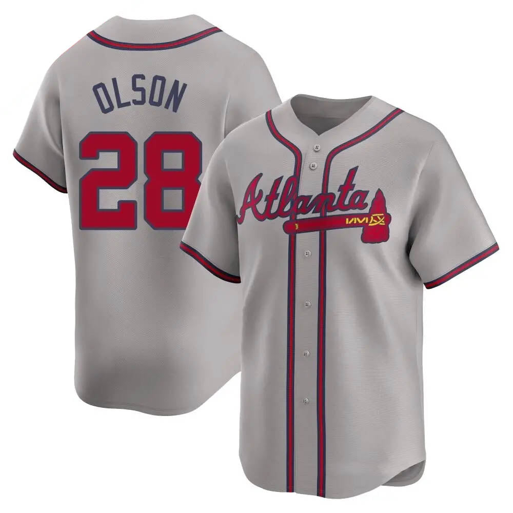 Kooe A.Braves #28 Matt Olson Player Gray Limited Away Stitched Jerseys
