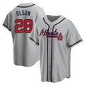 Kooe A.Braves #28 Matt Olson Player Gray Replica Road Stitched Jerseys