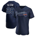 Kooe A.Braves #28 Matt Olson Player Navy Authentic Alternate Team Stitched Jerseys