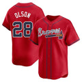 Kooe A.Braves #28 Matt Olson Player Red Limited Alternate Stitched Jerseys