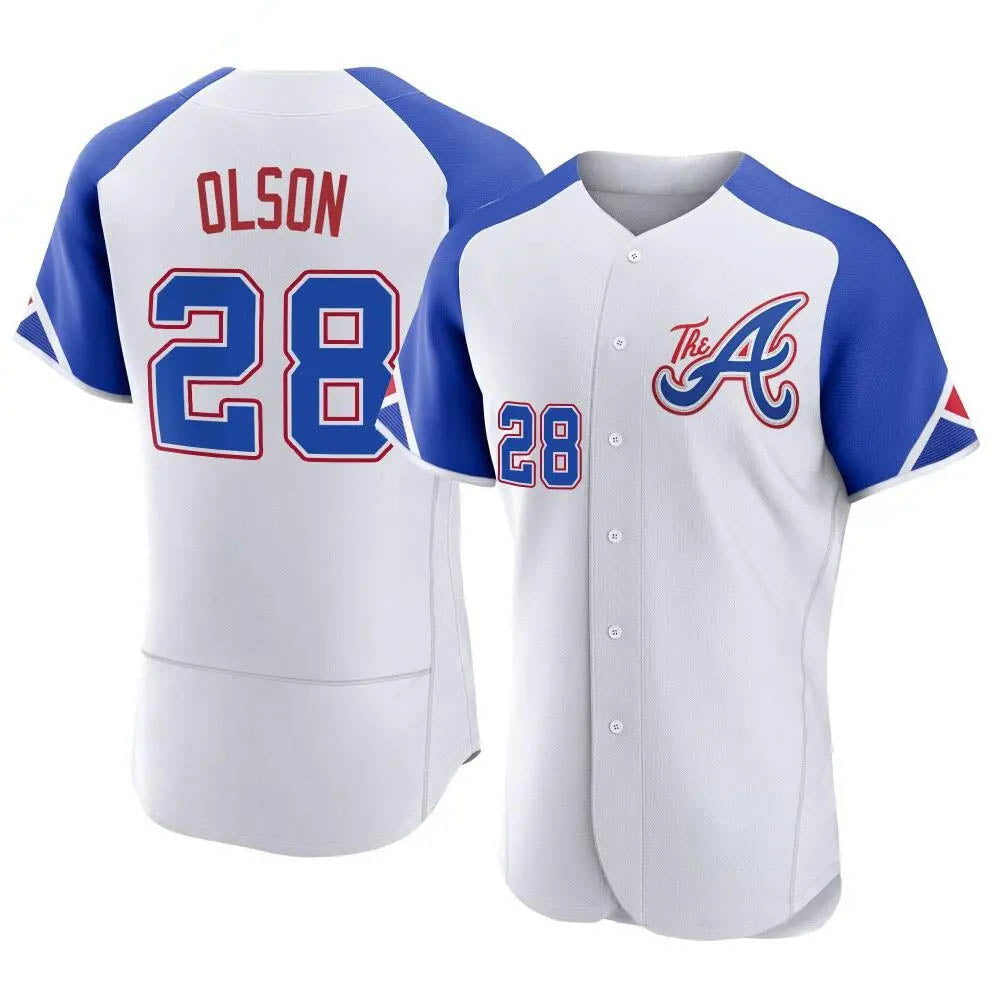 Kooe A.Braves #28 Matt Olson Player White Authentic City Connect Stitched Jerseys