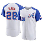 Kooe A.Braves #28 Matt Olson Player White Authentic City Connect Stitched Jerseys