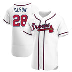 Kooe A.Braves #28 Matt Olson Player White Authentic Home Stitched Jerseys